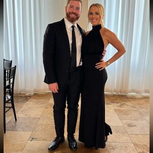 Elegant Black Halter Neck Gown